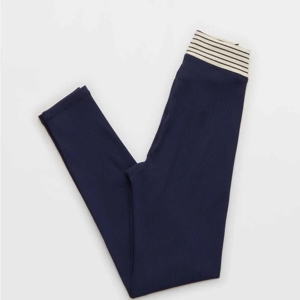 NWT Aerie Offline Womens Navy Ribbed 7/8 Legging Drawstring - Size Small - Picture 5 of 11